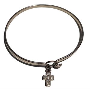 Gold Rhinestone Cross Hook Bracelet